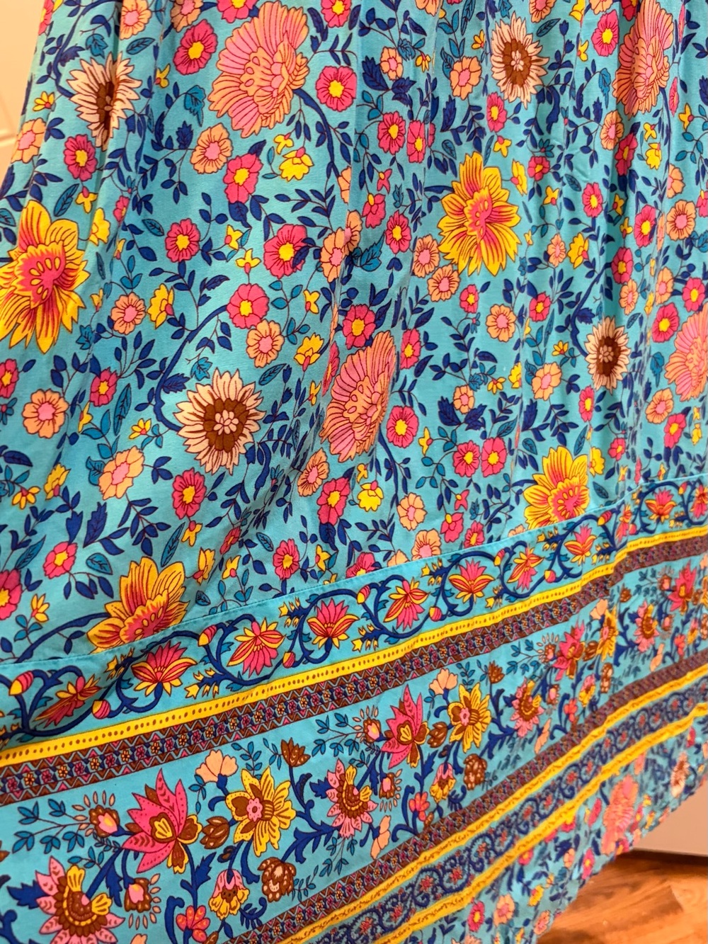 Floral Wrap Maxi Dress in Turquoise - Women's Summer Maxi - Picture 5 of 12